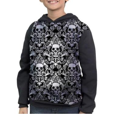 Imagem de Casaco Moletom Infantil Caveiras Skull Mexicana Morte - smoke, Preto, 