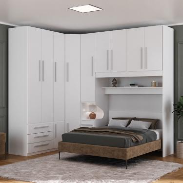 Imagem de Guarda-Roupa de Canto com Espaço para Cama Box Padrão 1218E Branco