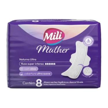 Imagem de Absorvente Mili Mulher Noturno Ultra Com Abas - Embalagem com 8 Unidad