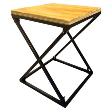 Imagem de Banqueta Moderna Em Ferro E Madeira 45X35Cm Desmontável