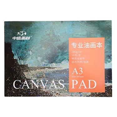 Imagem de GLOGLOW Almofada de Papel para Pintura a óleo, Tela de Algodão Rasgável para Acrílico, 10 Folhas A3 Pesadas para Artistas e Iniciantes