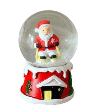 Imagem de Globo de Neve Decorativo Natalino com Papai Noel, Base Vermelha, 8 cm (Papai Noel)