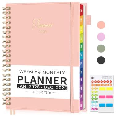 Imagem de EMSHOI Agenda de compromissos 2026, agenda horária A4 de 15 minutos, janeiro de 2026 a dezembro de 2026, diário semanal mensal, papel grosso de 100 g/m2, capa de PVC, abas coloridas - para trabalho