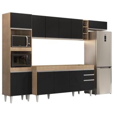 Imagem de Armário De Cozinha Modulada 5 Peças Cp16 Balcão Castanho/preto - Lumil