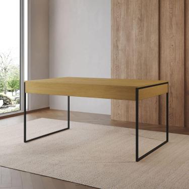 Imagem de Mesa Jantar Industrial Retangular Canela 137X90Cm Filadélfia Base Ferro Preto