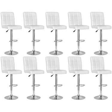 Imagem de Conjunto 10 Banquetas Dublin Material Ecológico Regulagem De Altura - Branca