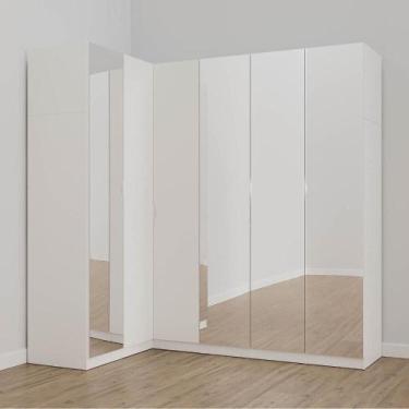 Imagem de Guarda Roupa Modulado de Canto com Espelho 6 Portas 3 Peças Hera Cabec