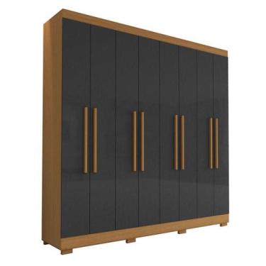 Imagem de Guarda Roupa Casal Porto 8 Portas 4 Gavetas Freijó Grafite - Aramóveis