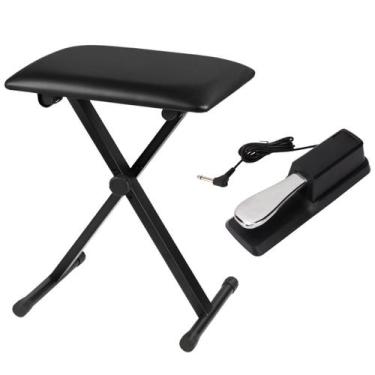 Imagem de Banco Banqueta + Pedal Sustain  Kit Completo para Teclado Piano Digita