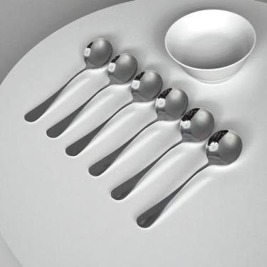 Imagem de Generic 1 conjunto de talheres para lava-louças, pequenas colheres redondas, conjunto de 6 peças, aço inoxidável, preto, 13 x 3,6 cm