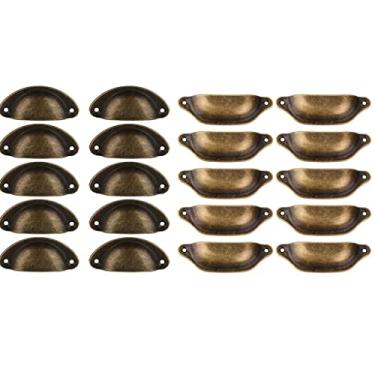 Imagem de Puxadores de armário estilo europeu vintage pacote de 20/40 peças - Puxadores de puxador de liga de zinco em forma de concha elegante para cômoda, gaveta, armário - alças de copo de bronze com -