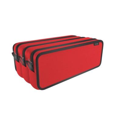 Imagem de Estojo Triplo Vermelho Material Escolar com 3 Zíperes Grande Volta as Aulas Caneta Lápis Borracha