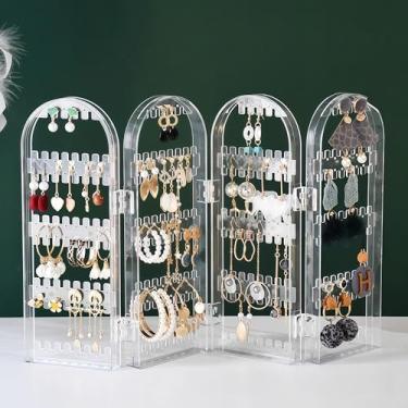 Imagem de Suporte organizador de brincos, armazenamento de joias de acrílico para brincos, colares, pulseira de corrente SN18