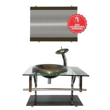 Imagem de Gabinete de Vidro 60cm para Banheiro Lituânia - EKASA, Ouro Envelhecid