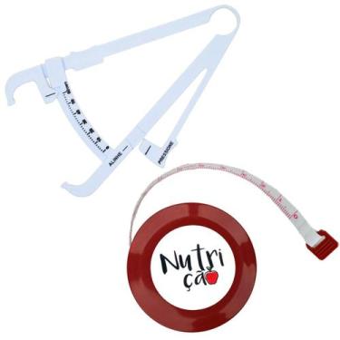 Imagem de Kit Avaliacao Fisica Medir Gordura Corporal Fita Metrica Imc Adipometr