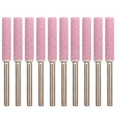 Imagem de Afiador de motosserra, 10 peças, placa de afiação de diamante, afiador de corrente de motosserra, afiadores de brocas para moedor conjunto de lixas, ferramenta de polimento rosa 4,2 mm