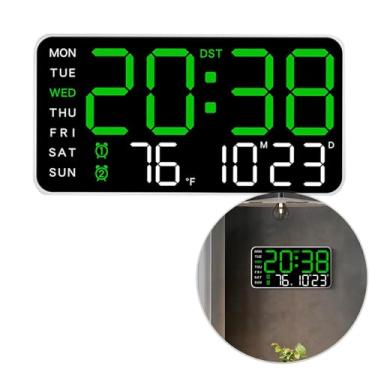Imagem de Relógio Digital Parede e Mesa Temperatura Humidade Despertador Data Hora Led (Verde)