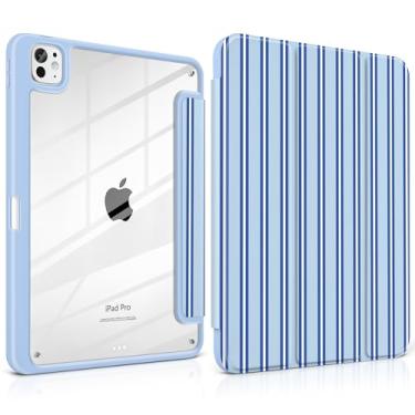 Imagem de Yebiseven Capa para iPad Pro de 11 polegadas (M5 2025 M4 2024) – [Suporte de lápis embutido], à prova de choque e elegante, parte traseira rígida transparente + borda de TPU macio, suporte magnético