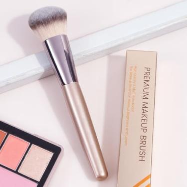 Imagem de 1 conjunto de pincéis de maquiagem profissional com caixa de papel, pincel de base sintética premium, pó cônico, base líquida, pincel de maquiagem, aplicador de cosméticos, dourado