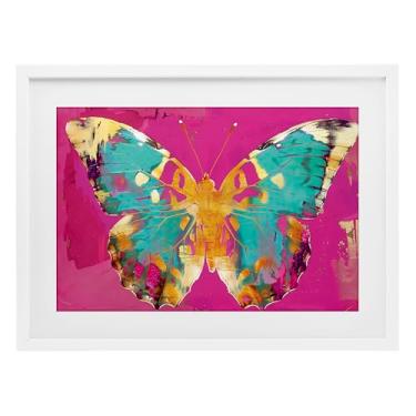 Imagem de Stupell Industries Impressão emoldurada borboleta joia sobre rosa cinza sob vidro, design por LSR Design Studio, 17 x 23