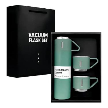 Imagem de 2X Garrafa Térmica Com Xícaras Inox Vacuum Flask Set Água Ca