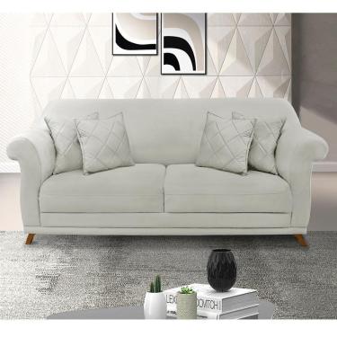 Imagem de Sofá 2 Lugares Lorena Veludo 1,60m Pés Em Madeira Maciça - Prata Prata