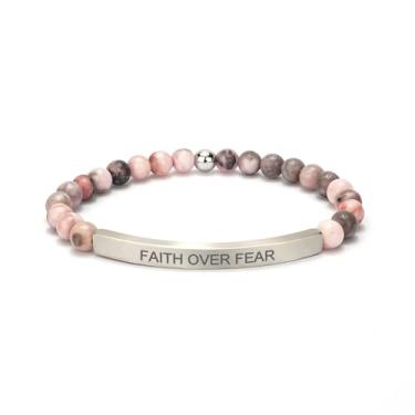 Imagem de cusurlove Pulseiras inspiradoras para mulheres, banhado a ouro 18 K, versículo bíblico cristão, joia de fé, presente religioso de oração de Jesus para mãe, irmã, amiga, Large, Aço inoxidável, Jaspe