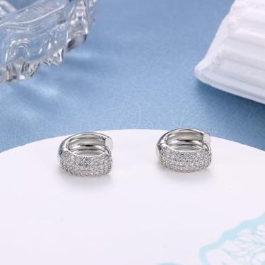 Imagem de Brincos de argola de ouro para mulheres modernos, banhados a ouro 18 K, pequenos, brincos de argola de ouro/prata para mulheres, brincos grossos para mulheres, 12mm, Latão, Sem pedra preciosa