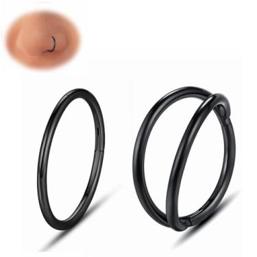 Imagem de YROGCU Piercing de nariz piercing de lábio septo: anel duplo/triplo aberto empilhado 14G/16G/18G/20G 6 mm/8 mm/10 mm/12 mm 316L aço cirúrgico 316L brinco helix torre concha cartilagem daith tragus