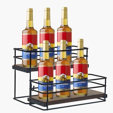 Imagem de RAUMRIGGE Organizador de xarope de café com 6 garrafas, suporte de 2 camadas, suporte para xarope de café, prateleiras de armazenamento de xarope para bar, armazenamento familiar, pequeno rack de