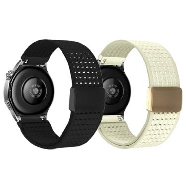 Imagem de LeyuBand Pacote com 2 pulseiras magnéticas trançadas de 22 mm para Coros Pace 3/Pace Pro/Apex 2 Pro/Apex 46 mm, pulseira de reposição elástica trançada de nylon macio para mulheres e homens