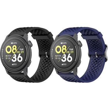 Imagem de LeyuBand Pacote com 2 pulseiras de silicone de 22 mm compatíveis com Coros PACE 3/APEX 2 PRO/APEX PRO/APEX de 46 mm para homens e mulheres