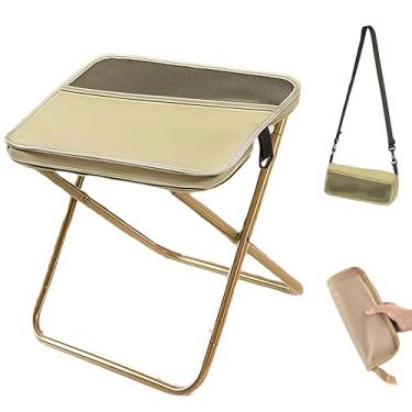 Imagem de Banqueta de viagem ultraleve portátil – cadeira de acampamento, banco de pesca dobrável com chaveiro de transporte, estilo bolsa dobrável para mochila, apoio para pés ao ar livre para piquenique
