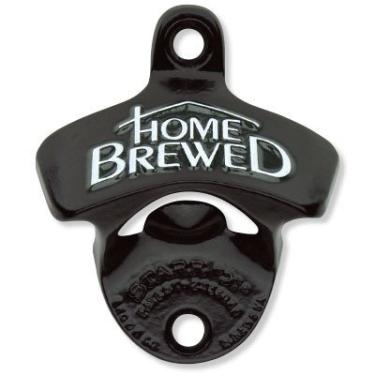 Imagem de STARR Abridor de garrafas original preto montado na parede, abridor de garrafas de ferro fundido revestido a pó com parafusos, suporte de parede estilo vintage para bar, garagem, pátio, cozinha, fácil