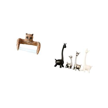 Imagem de Fenteer Suporte Criativo de Papel Higiênico E Organizador de Toalhas em Forma de E Girafa, Estátua de Cerâmica Moderna de Desenho Animado para Decoraçã