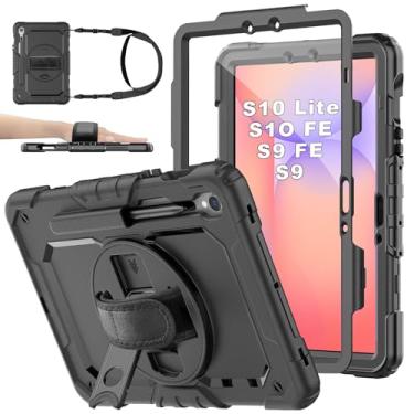 Imagem de BASE MALL Capa para tablet Samsung Galaxy Tab S10 Lite / S10 FE/ S9 FE 5G/S9 11 polegadas, capa protetora à prova de choque com protetor de tela, suporte para lápis, suporte giratório de 360° e alça