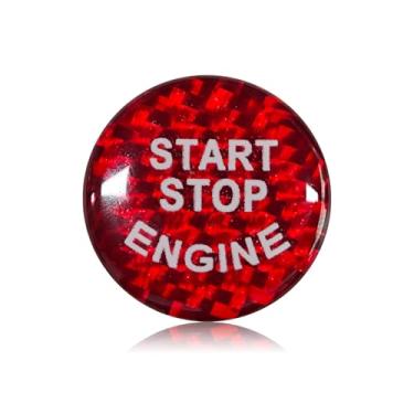 Imagem de HQRNYP Capa de botão de partida para carro, botão de pressão para iniciar, capa de parada de carro de fibra de carbono, acessórios de anel protetor de interruptor de ignição automotivo universal para