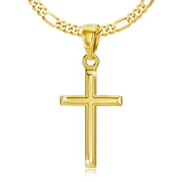 Imagem de ZENLUNANO Colar de cruz com caixa de presente de luxo - Pingente de cruz de aço inoxidável 316L de alta qualidade, design polido elegante, joia cristã para homens e mulheres, 18 Inch=46CM(Most Women's