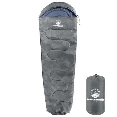 Imagem de Saco de dormir Mummy - Saco de dormir adulto para clima frio classificado para -12 °C - Impermeável com capuz com cordão - Equipamento de acampamento da Wakeman Outdoors (cinza)