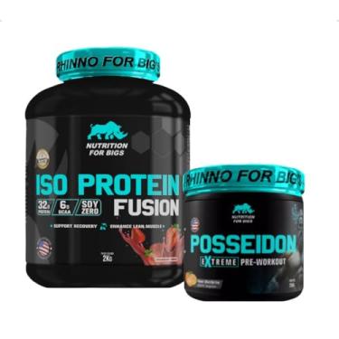 Imagem de Kit Iso Protein Fusion Morango + Pré Treino Posseidon Nutrition For Bigs (Tangerina)