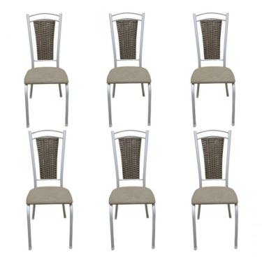 Imagem de Kit 6 Cadeiras Branca Cozinha Aço Tubolar Confortável Jantar