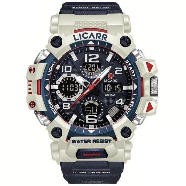 Imagem de Relógio Digital Masculino à Prova De água 5atm Duplo Display Esportivo Quartzo Azul Escuro