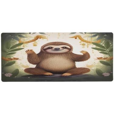 Imagem de Wassud Lindo mouse pad preguiça para jogos com base de borracha antiderrapante, mouse pad longo para teclado de computador com borda costurada, almofada grande à prova d'água para escritório, casa, 80