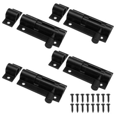 Imagem de Bivethoi 4 peças de trava de parafuso de barril de 5 cm, pequena trava deslizante mini trava de porta de garagem, trava de segurança compacta para proprietários de casa/propriedade (preto)