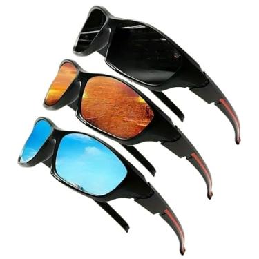 Imagem de Óculos De Sol Para Ciclismo Três Pares Elegantes Unissex Dirigir E Viajar Ao Ar Livre(Filme cinza com moldura preta)