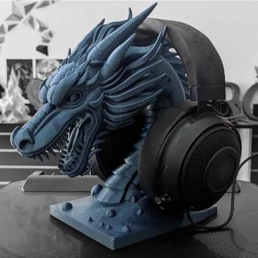 Imagem de Suporte para Fone de Ouvido Gamer Dragão Decorativo | Headset Headphone Universal para Mesa e Setup Moderno