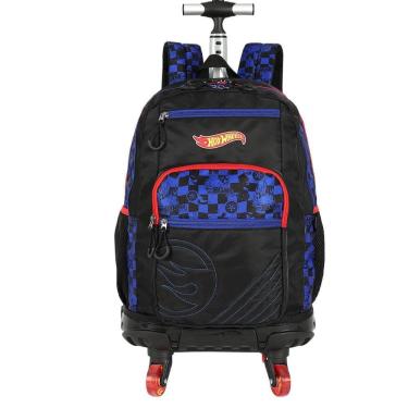Imagem de Mochila de Rodinhas Com Alça Luxcel Hot Wheels Racing Preto