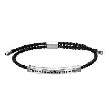 Imagem de OIDEA Pulseira Don't Let The Hard Days Win: Pulseira motivacional de tubo para mulheres e homens, aço inoxidável, ajustável, envoltório trançado, inspirador, Natal, aniversário, joias, Medium, Aço