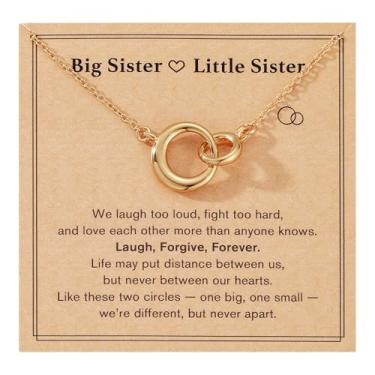 Imagem de JINYRSOC Colar com círculos ligados, presente significativo para irmã/mãe, filha/avó neta, aniversário, formatura, Natal e todos os dias, Adjustable, Aço inoxidável, Sem Pedra Preciosa