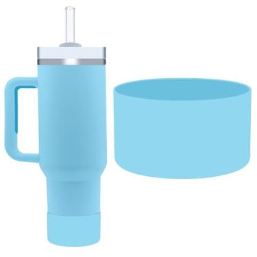 Imagem de Bota protetora de silicone para Stanley Quencher H2.0 40 30 567.0 g & IceFlow Flip 30 567.0 g, livre de BPA, anti-ruído, anti-arranhões, capa protetora de copo